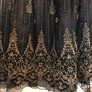 Black Lace Gold Sequin Skirt Elastic Sz 10 or 12